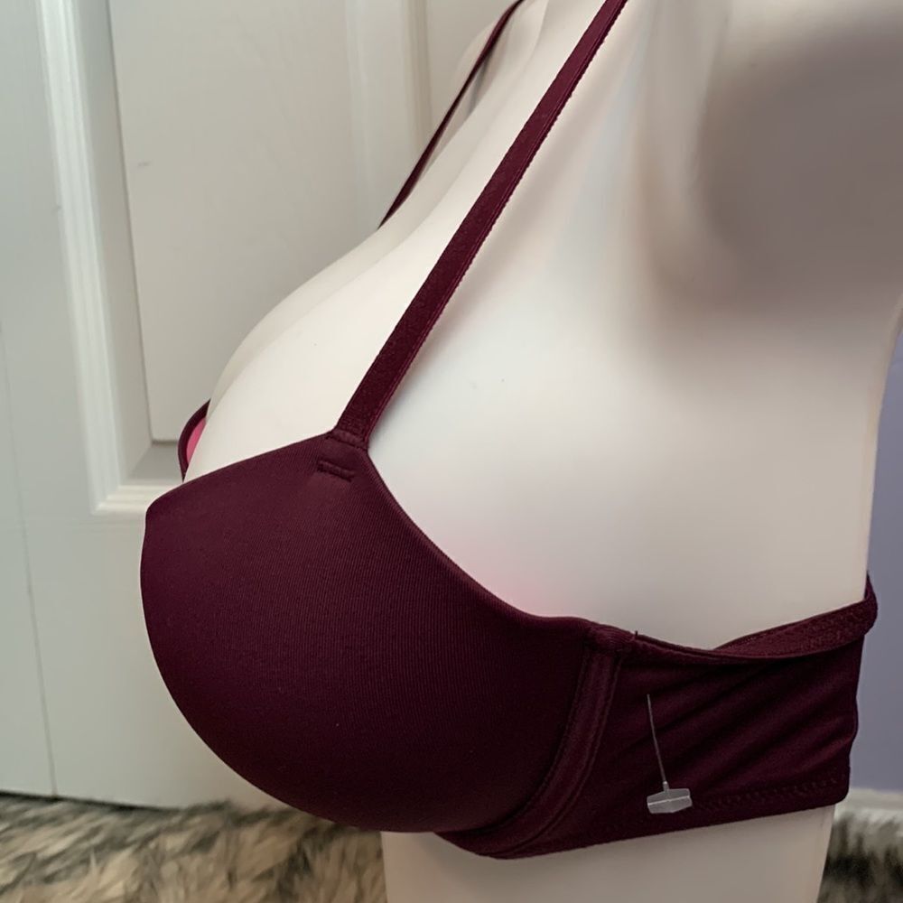 Victoria’s Secret PINK Wear Everywhere Super Push-Up Bra 34B Burgundy - Picture 4 of 12